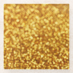Golden Light Bokeh Abstract Background Glass Coaster