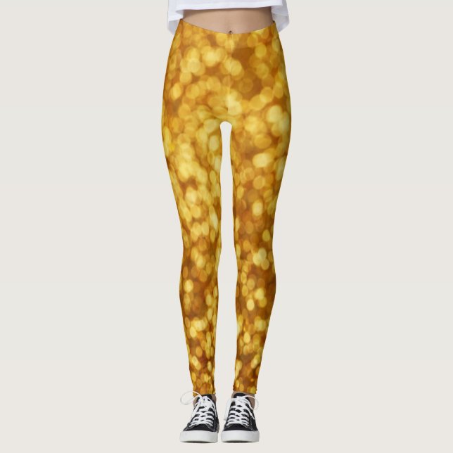 Golden Light Bokeh Abstract Background Leggings (Front)
