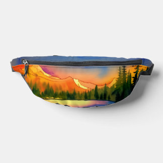 Golden Light Mountains Scenic Watercolor Bum Bags