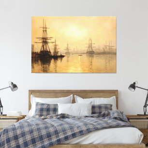 Golden Light on Historic Boston Harbor Canvas Print