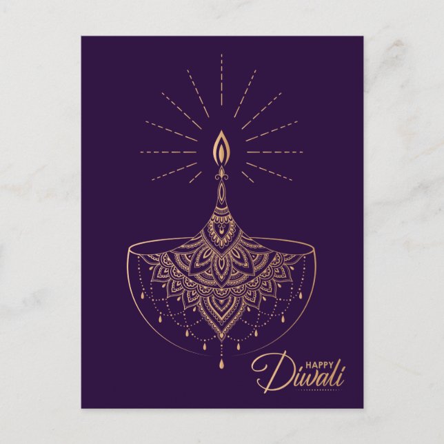 Golden Light Ornament Happy Diwali  Postcard (Front)