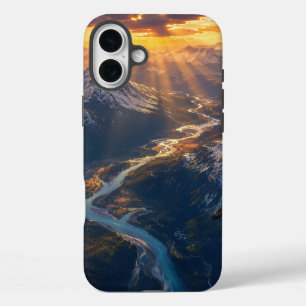 Golden Light Over the Alpine River001 iPhone 16 Plus Case