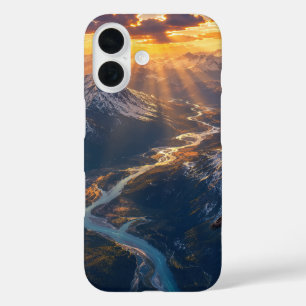 Golden Light Over the Alpine River001 iPhone 16 Case