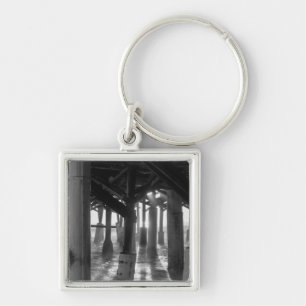 Golden Light Shines Through Grayscale Key Ring