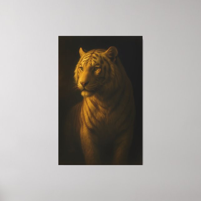 Golden Light White Tiger – Fine Art Portrait Canvas Print (Front)