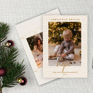 Golden Lights Bokeh Christmas Hope 2 Photo Holiday Card