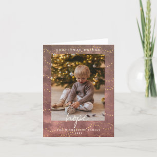 Golden Lights Christmas Two Picture Holiday Card