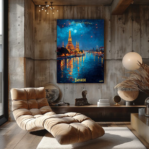 Golden Lights of Bangkok - Wat Arun Reflections Poster