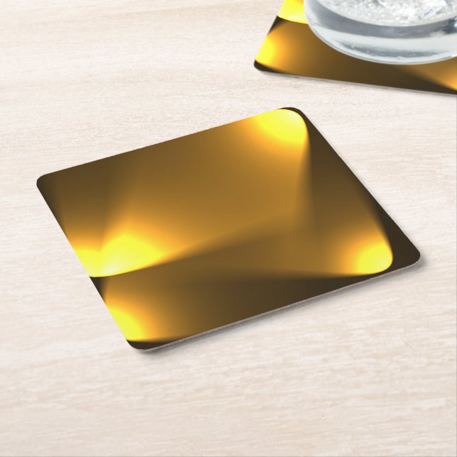 Golden Lights Square Paper Coaster (Angled)
