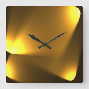 Golden Lights Square Wall Clock