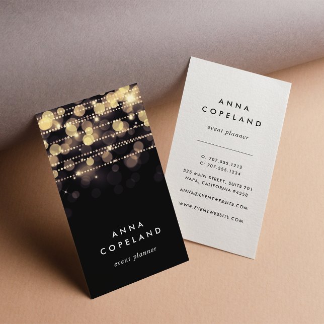 Golden Lights Vertical Business Card (Creator Uploaded)