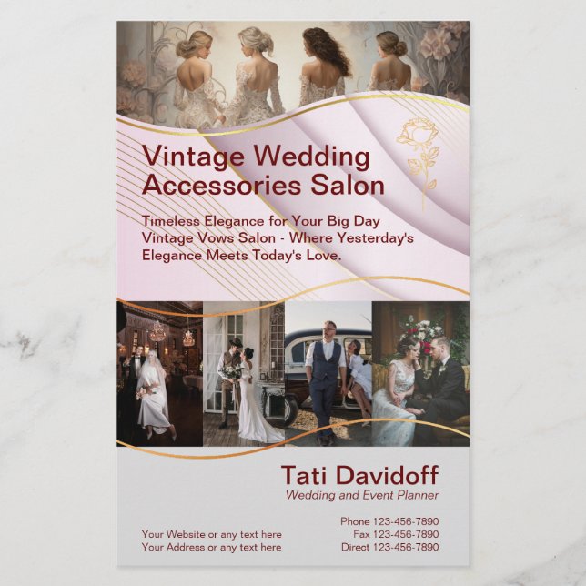 Golden Lilac Vintage Wedding Accessories Salon  Flyer (Front)