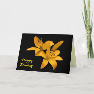 Golden Lilies Birthday Card
