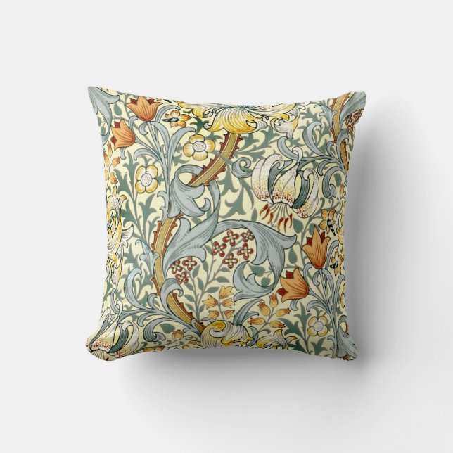 Golden Lilies Throw Pillow (Front)