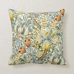 Golden Lilies Throw Pillow