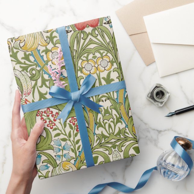 Golden Lily Floral William Morris Wrapping Paper (Gifting)