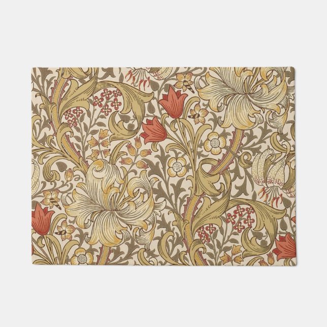 Golden Lily Pattern Version 2 By William Morris Doormat (Front)
