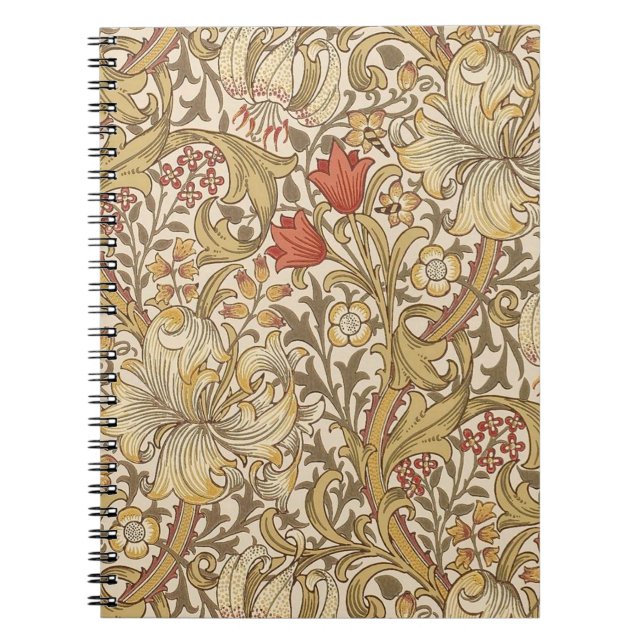 Golden Lily Pattern Version 2 By William Morris Notebook (Front)