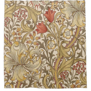 Golden Lily Pattern Version 2 By William Morris Shower Curtain