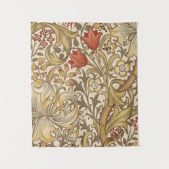 Golden Lily Pattern Version 2 By William Morris Tapestry (Front)