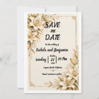 Golden Lily Save The Date card