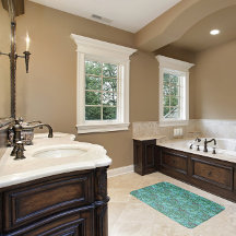 Golden Lily Vintage Floral Flowers Blue Pink Green