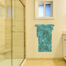 Golden Lily Vintage Floral Flowers Blue Pink Green