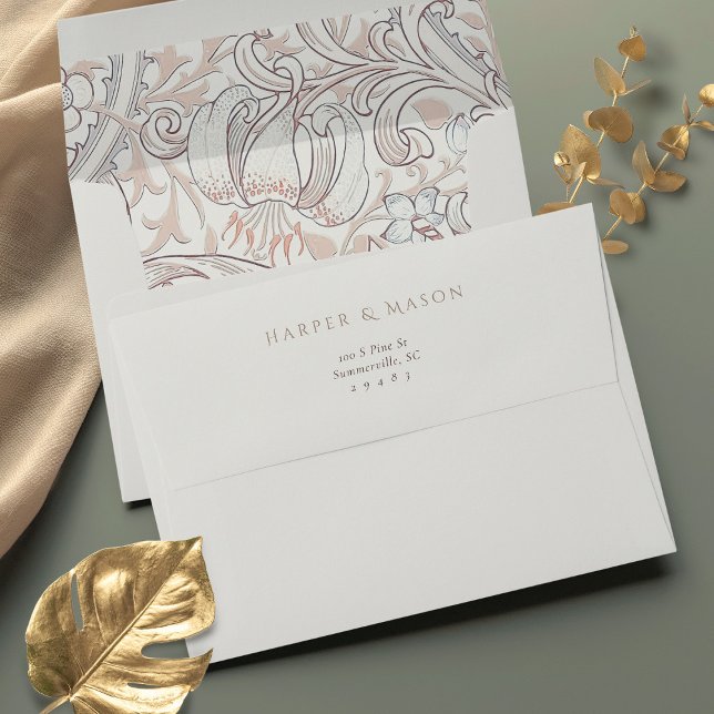 Golden Lily Wedding Muted Dusty Pink Envelope (Creator Uploaded)