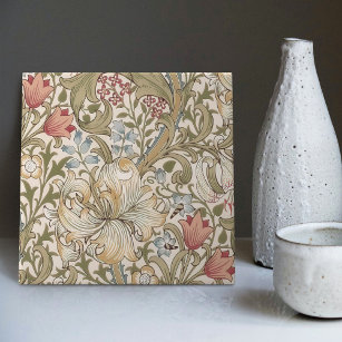 Golden Lily William Morris Arts Crafts Floral Cera Tile