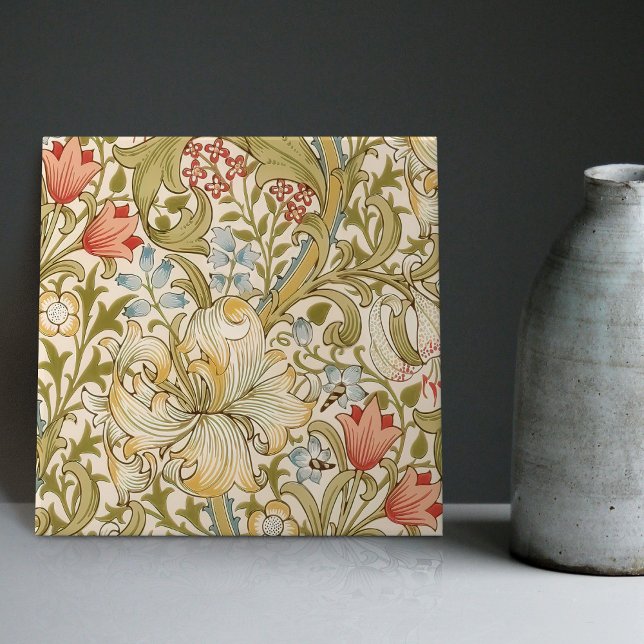 Golden Lily William Morris Arts Crafts Floral Tile (Creator Uploaded)