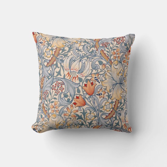 Golden Lily, William Morris Cushion (Front)