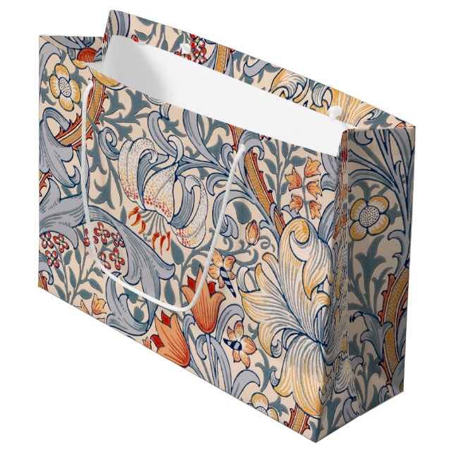 Golden Lily, William Morris Large Gift Bag (Front Angled)