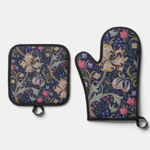 Golden Lily, William Morris Oven Mitt & Pot Holder Set