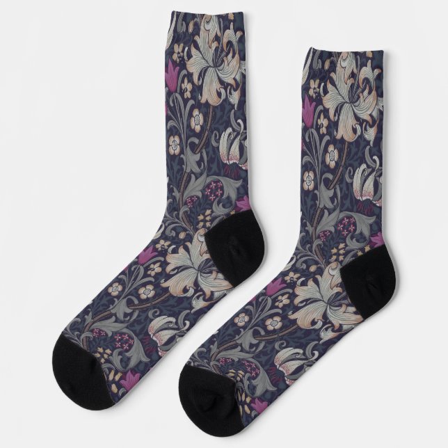 Golden Lily, William Morris Socks (Left)