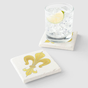 Golden Lily + your text & background Stone Coaster