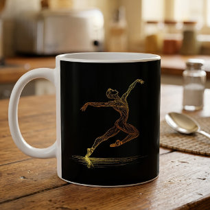 Golden Line Art Ballet Dancer Elegant Illustration Coffee Mug