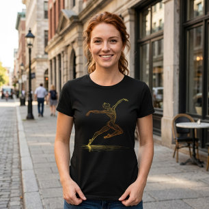 Golden Line Art Ballet Dancer Elegant Illustration T-Shirt