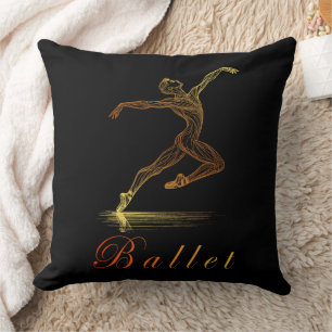Golden Line Art Ballet Male Dancer Illustration Cushion