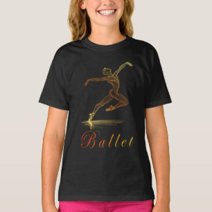 Golden Line Art Ballet Male Dancer Illustration T-Shirt