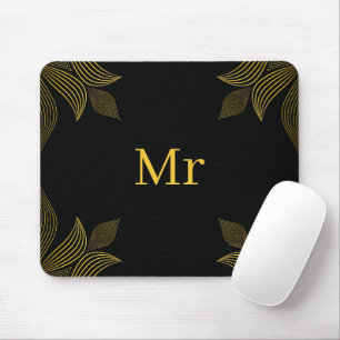 golden line flower petal mouse mat