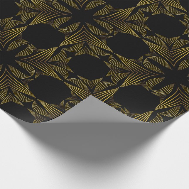 golden line flower petal wrapping paper (Corner)