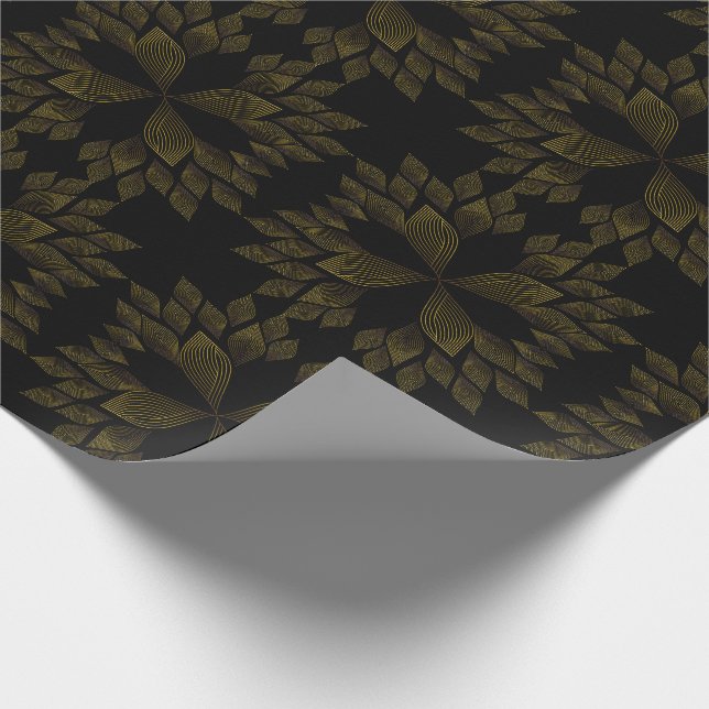 golden line flower petal wrapping paper (Corner)