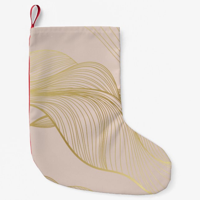 Golden Lines: Luxury Vintage Pattern. Small Christmas Stocking (Front)