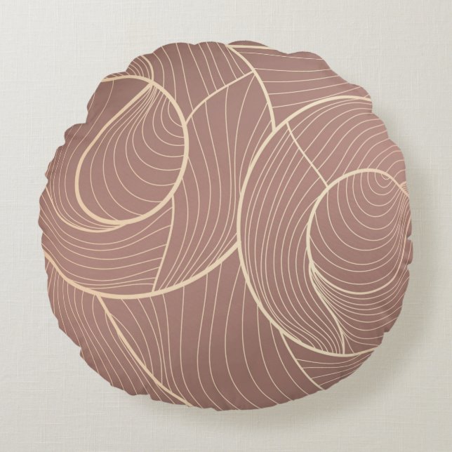 Golden lines pattern background. Luxury gold Line  Round Cushion (Front)