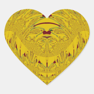 Golden Lion Head Art Print Heart Sticker