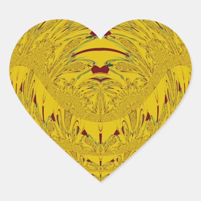 Golden Lion Head Art Print Heart Sticker (Front)