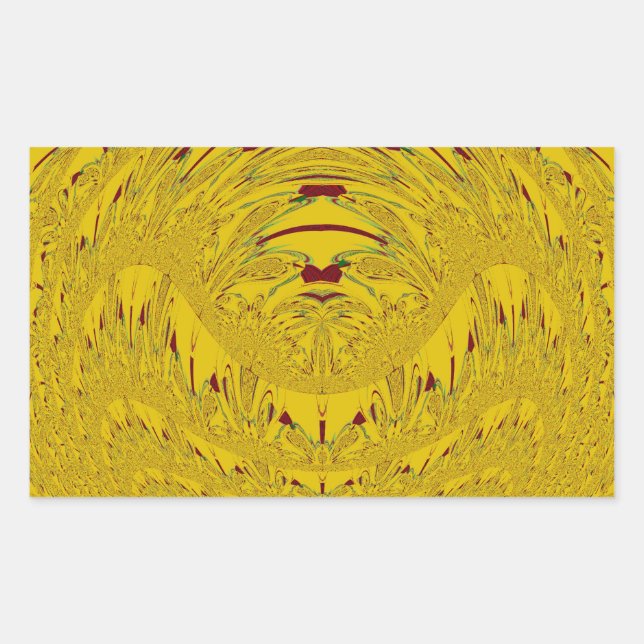 Golden Lion Head Art Print Rectangular Sticker (Front)