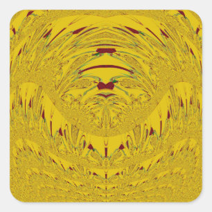 Golden Lion Head Art Print Square Sticker