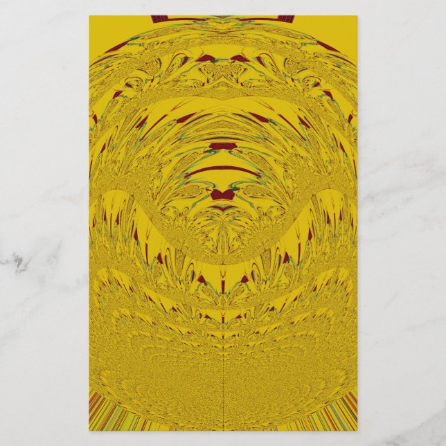 Golden Lion Head Art Print Stationery (Front)