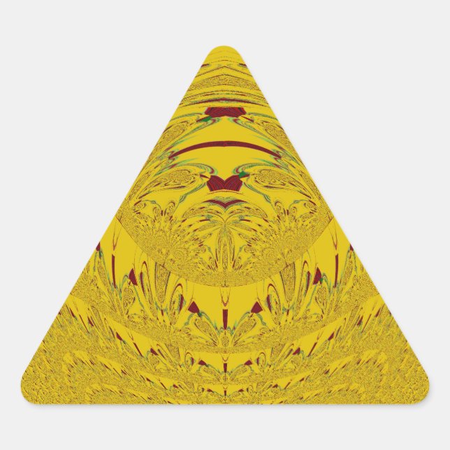 Golden Lion Head Art Print Triangle Sticker (Front)